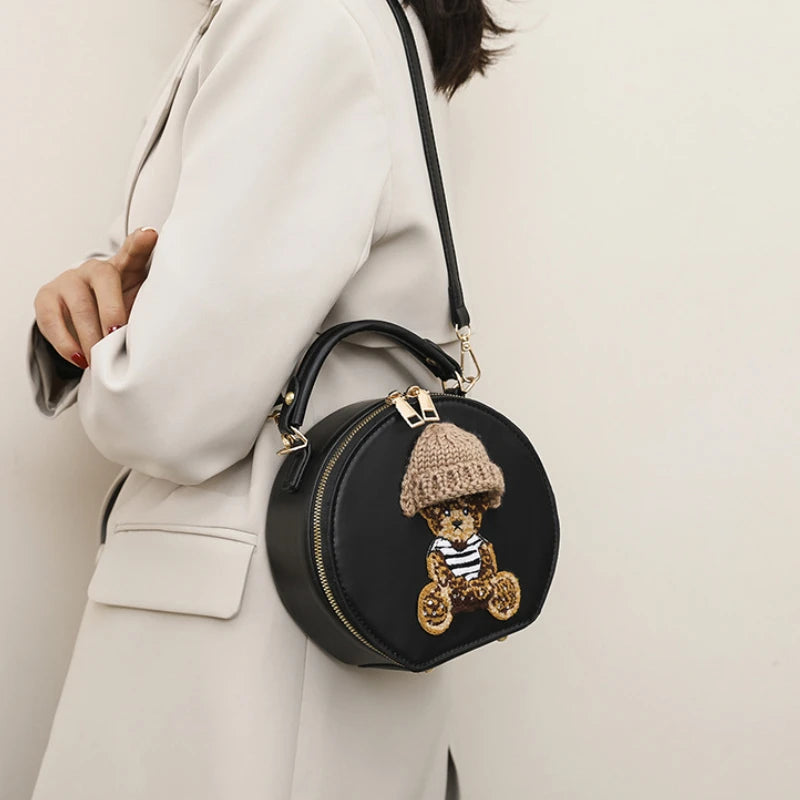 Bear Crossbody Bag for Women Small Round Shoulder Bag