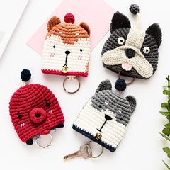 Hand-woven Cartoon Dog Key Case Student Key Chain