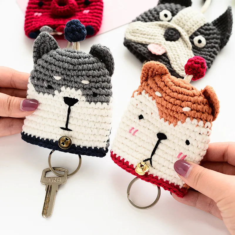 Hand-woven Cartoon Dog Key Case Student Key Chain