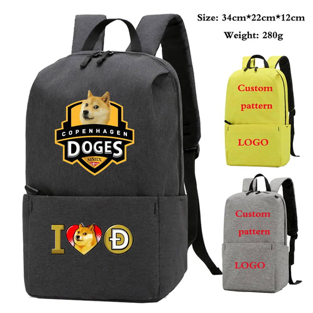 Cartoon Doges Backpack Kids Bag Laptop Bag Women Leisure Bag Knapsack