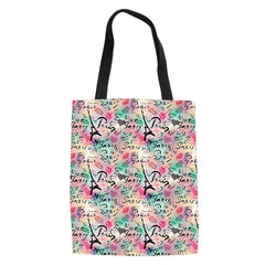 Eiffel Tower Women Handbag Folding Canvas Bag Shoulder Tote Book Bag