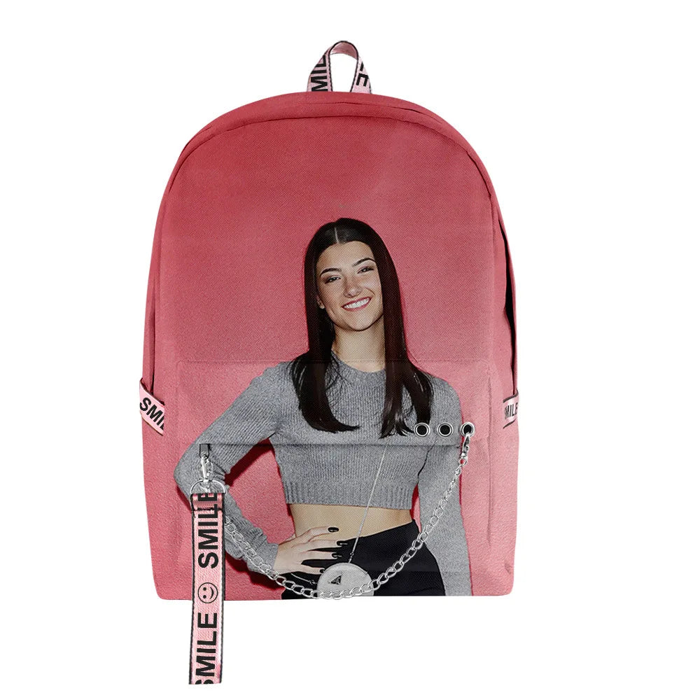 Charli D'Amelio Backpack for Boys Girls, Kpop Key Chain Accessories Bag