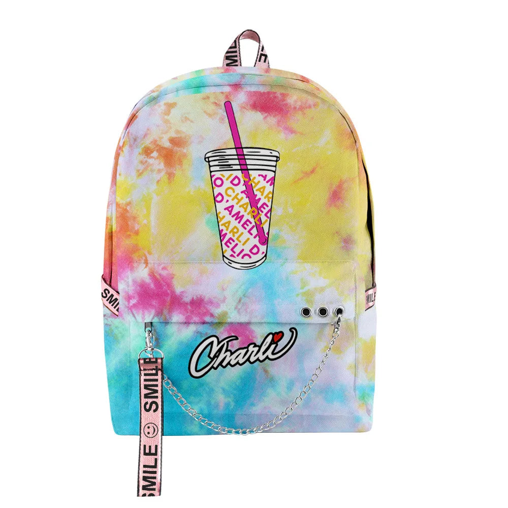 Charli D'Amelio Backpack for Boys Girls, Kpop Key Chain Accessories Bag