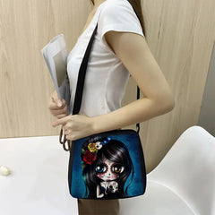 Cartoon Gothic Girl Printing Shopping Bag Canvas Messenger Bag