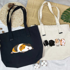 Canvas Tote Bag Guinea Pig Print Foldable Reusable Women Canvas Shoulder Bag