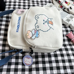 Rabbit Print Crossbody Bag Canvas Shoulder Bag for Women Mini Bags
