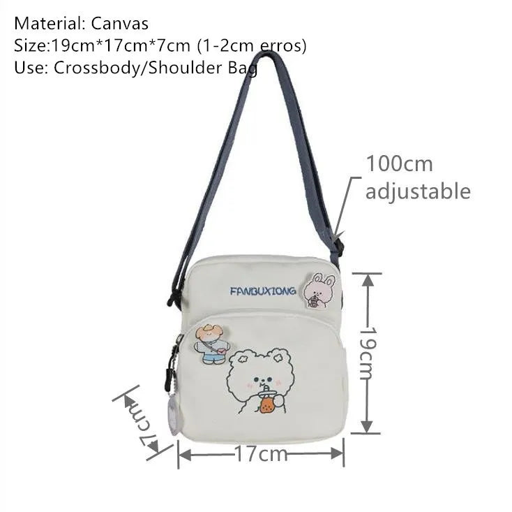 Rabbit Print Crossbody Bag Canvas Shoulder Bag for Women Mini Bags