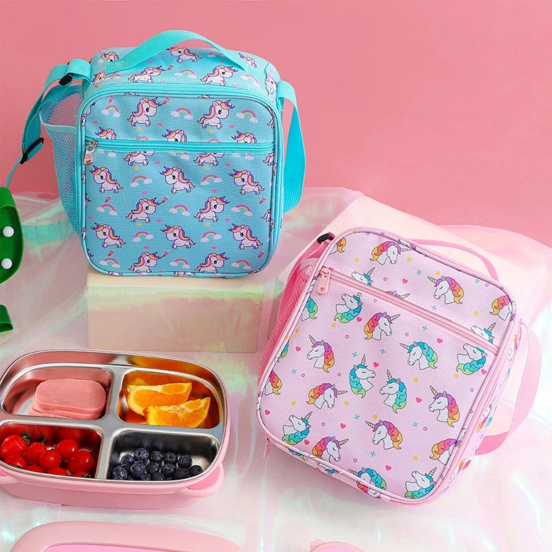 Unicorn School Lunch Box for Kids Boys Girls Picnic Pouch Case Gift