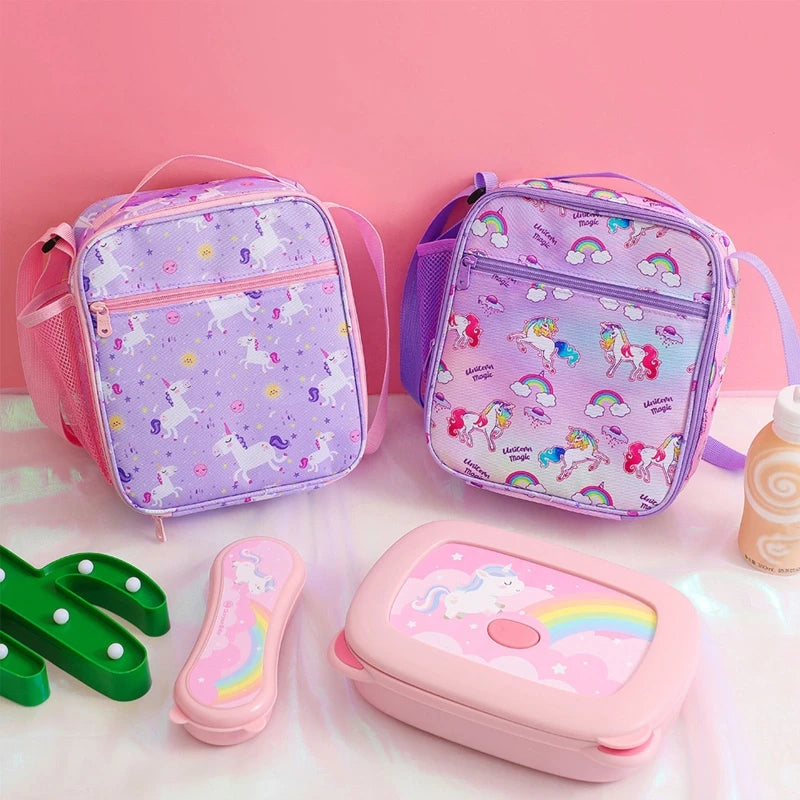 Unicorn School Lunch Box for Kids Boys Girls Picnic Pouch Case Gift