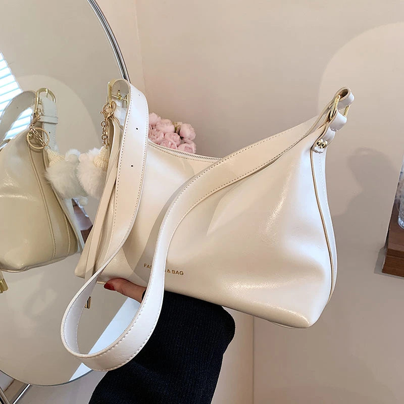 Casua Soft Leather Crossbody Bag for Women Zipper Messenger Handbag