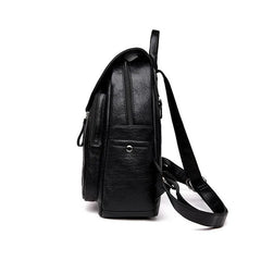 Casual Leather Backpack for Women Large Capacity Double Zipper Shoulder Bag