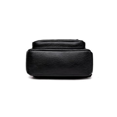 Casual Leather Backpack for Women Large Capacity Double Zipper Shoulder Bag