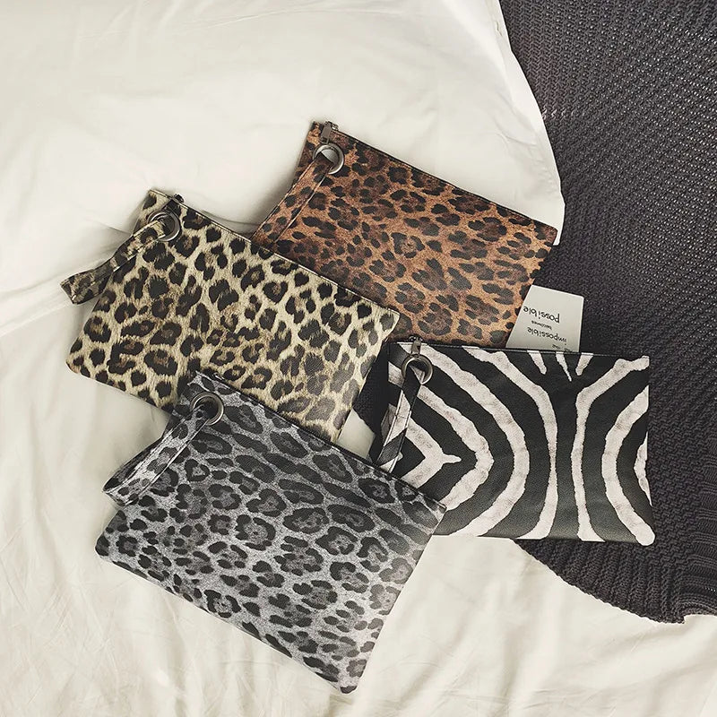 Leopard Clutch Wallet Messenger Bag Ladies Handbag
