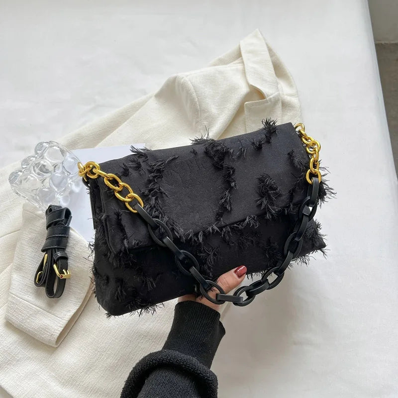 Tassel Canvas Crossbody Bag for Women