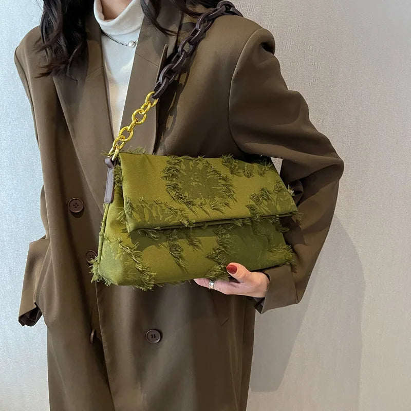 Tassel Canvas Crossbody Bag for Women