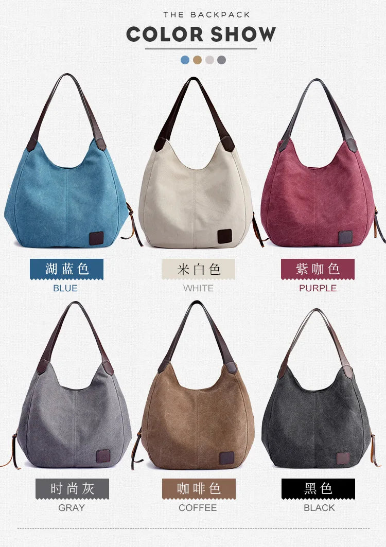 Casual Canvas Women Totes Bag Large Capacity Handbags Shoulder Bag