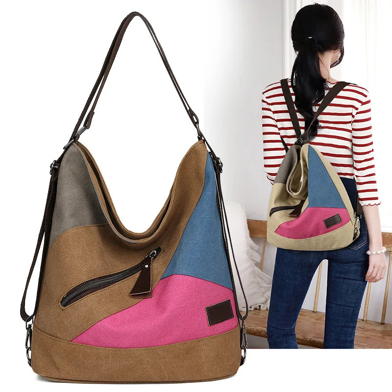 Women's Casual Canvas Backpack Large Capacity School Bag