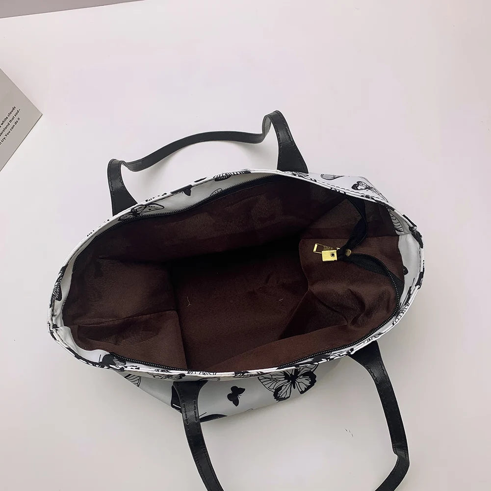 Canvas Animal Print Shoulder Bag for Women, Large Capacity Tote