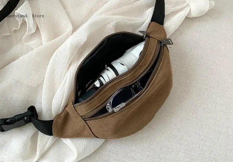 Canvas Waist Bag Convenient Belt Fanny Pack Mobile Phone Bag