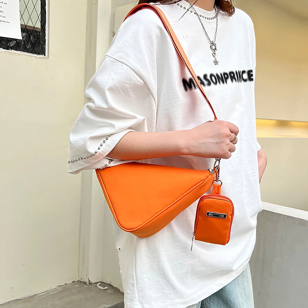 Casual Shoulder Triangle Bag Nylon Handbag for Women