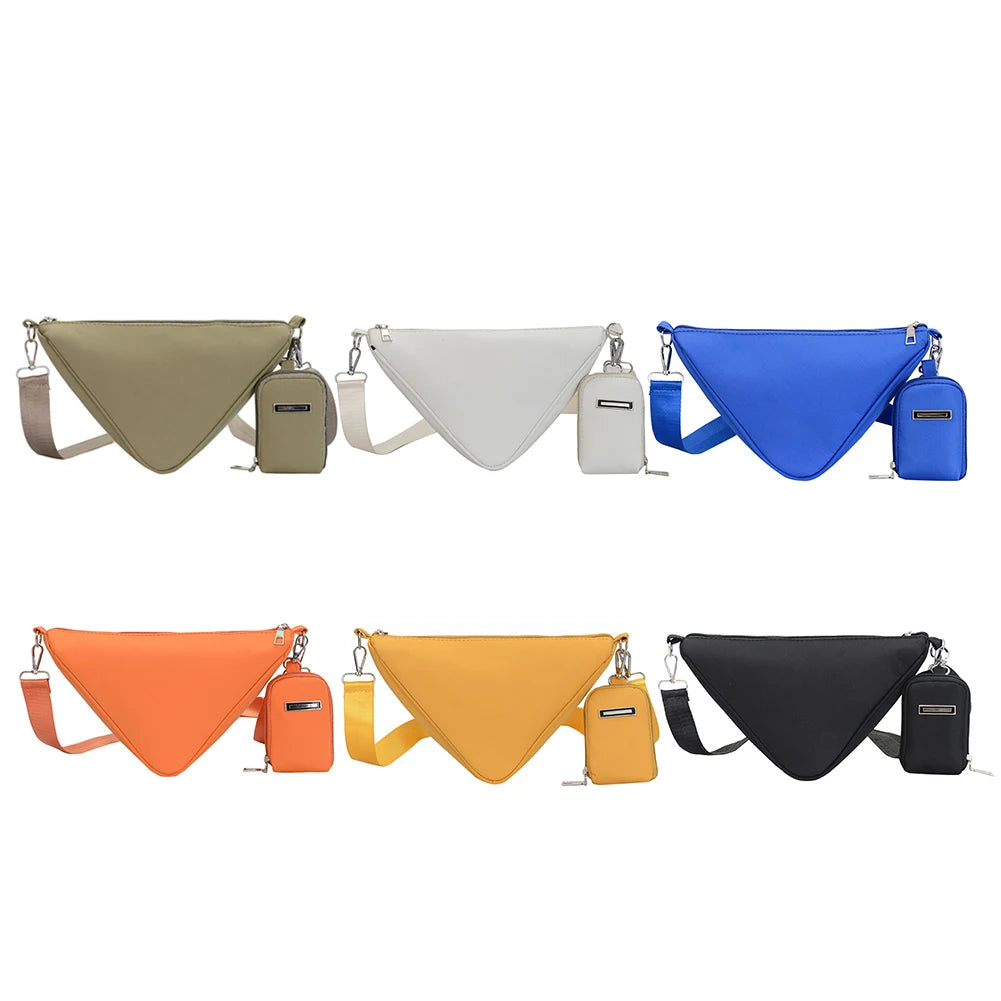 Casual Shoulder Triangle Bag Solid Nylon Women Handbags