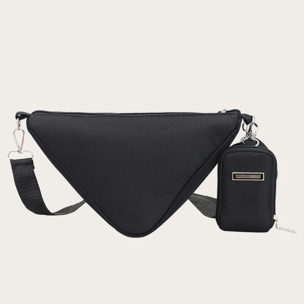 Casual Shoulder Triangle Bag Solid Nylon Women Handbags