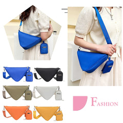 Casual Shoulder Triangle Bag Solid Nylon Women Handbags