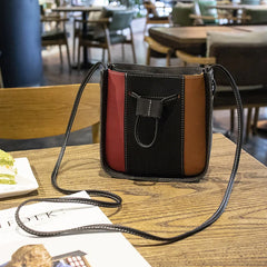 Casual Crossbody Bag For Women Striped Shoulder Bag PU Leather Handbag