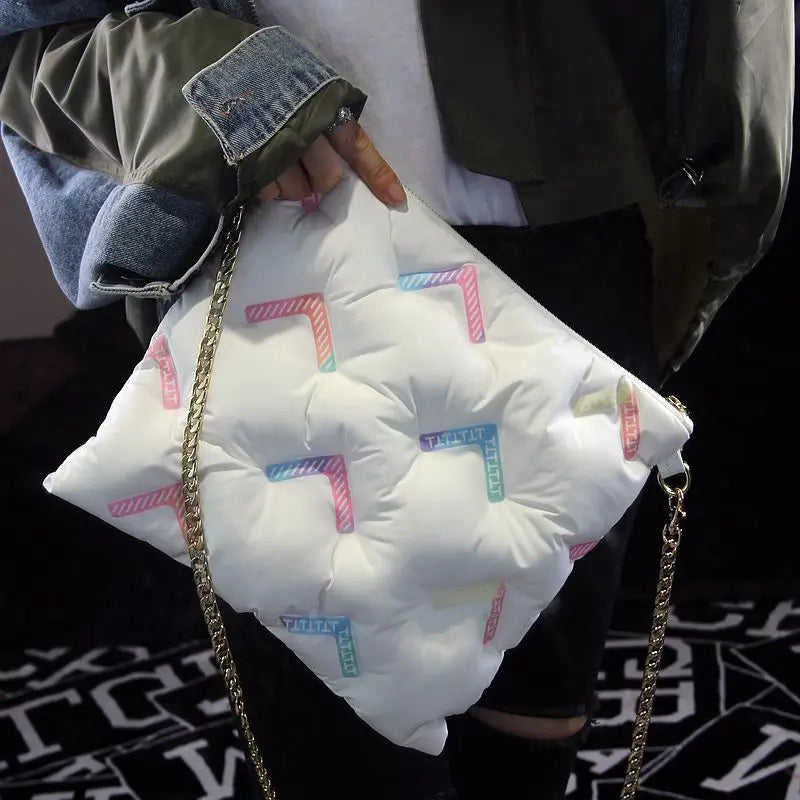 Casual Down Cotton Pillow Shoulder Bag Large Capacity Tote Female Big Purses