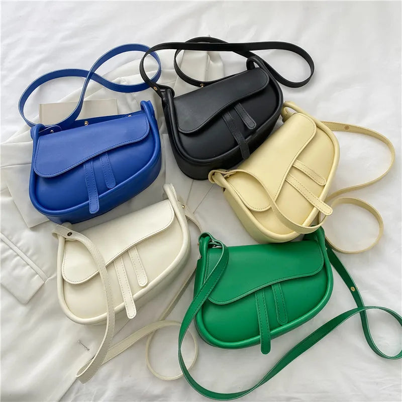 Casual Saddle Bag Small Shoulder Bags for Women High PU Leather Crossbody Female