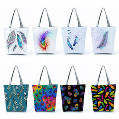 Feather Print Shoulder Bag for Women High Capacity Office Tote