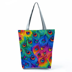 Feather Print Shoulder Bag for Women High Capacity Office Tote