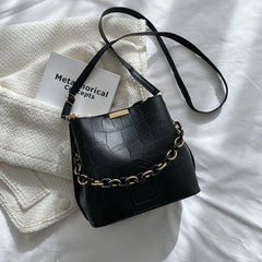 Casual High Bucket Bag For Women Female Pu Leather Shoulder Bag