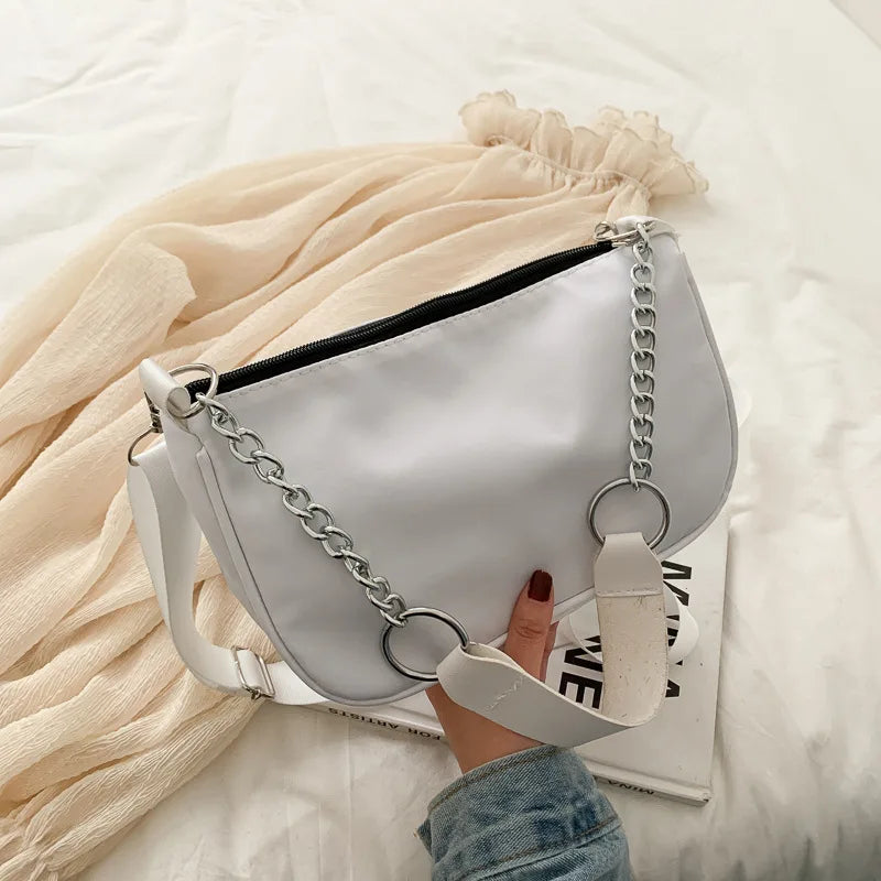 Casual Ladies Crossbody Bags Nylon Chain Bag Women Vintage Shoulder Bags Girls