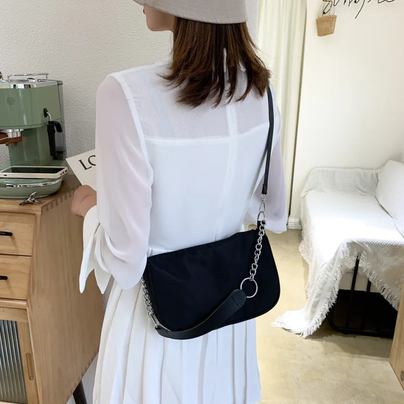 Casual Ladies Crossbody Bags Nylon Chain Bag Women Vintage Shoulder Bags Girls