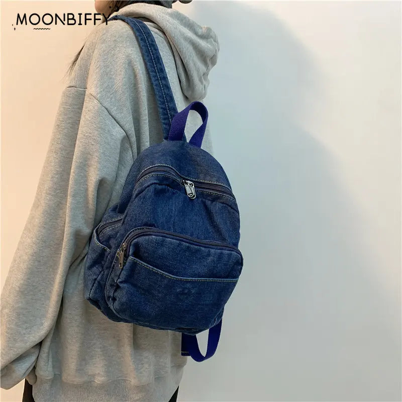 High Capacity Denim Women Backpacks for Daily Travel