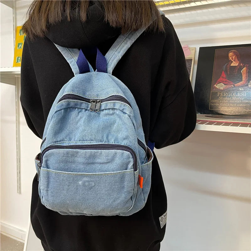 High Capacity Denim Women Backpacks for Daily Travel