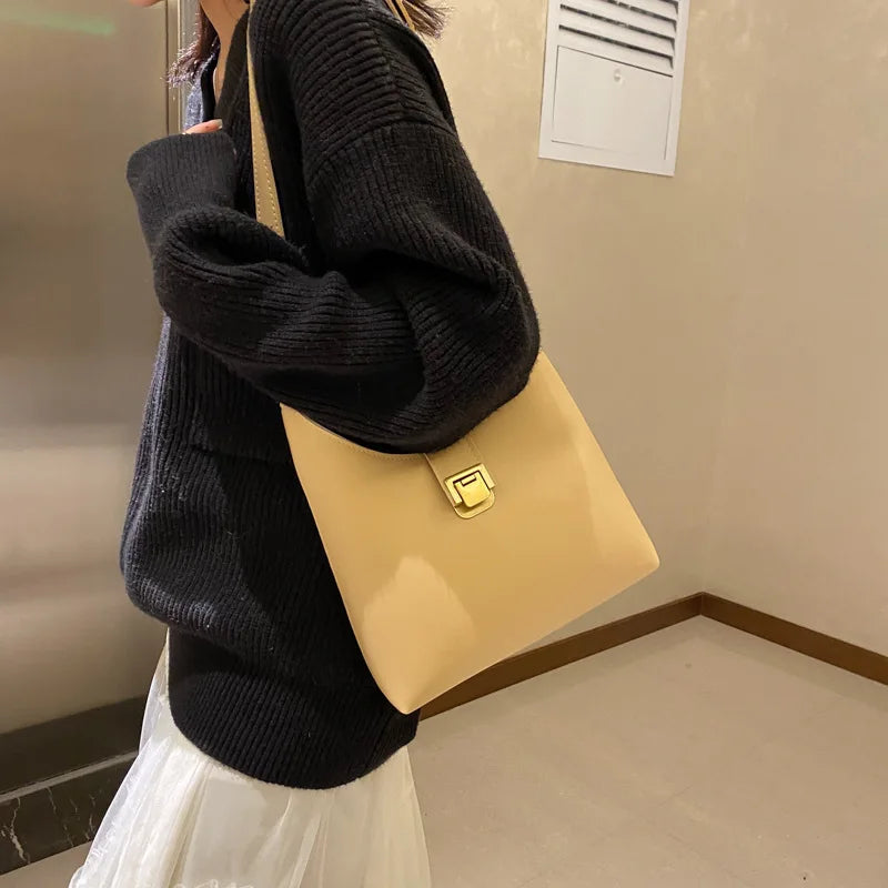 Retro Tote Women Handbags PU Leather Shoulder Bags Solid Purses