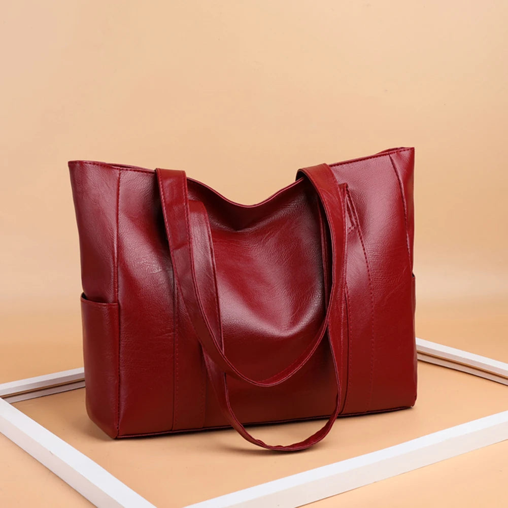 Casual Large Capacity Shopping Shoulder Handbag Women PU Leather Daily Tote Bag