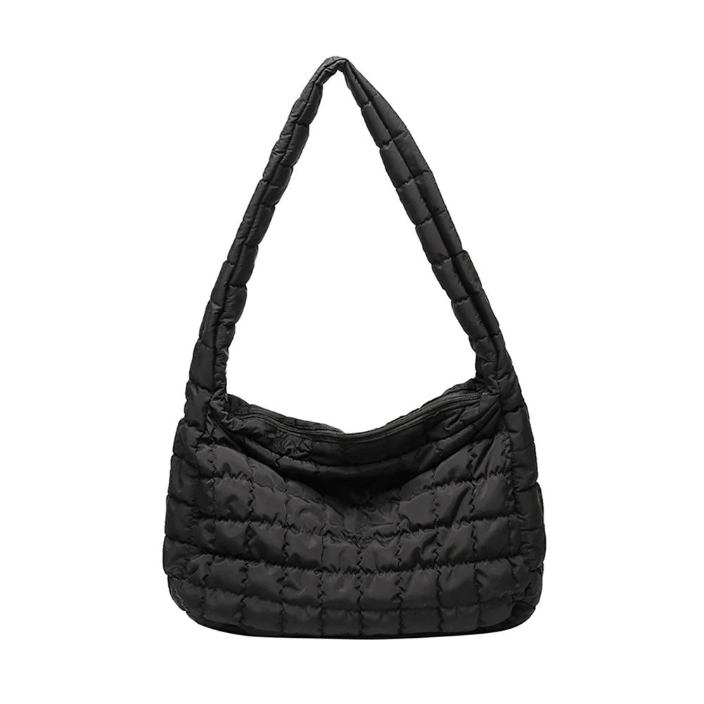 Casual Lattice Top-handle Bag Eiderdown Women Shoulder Handbag