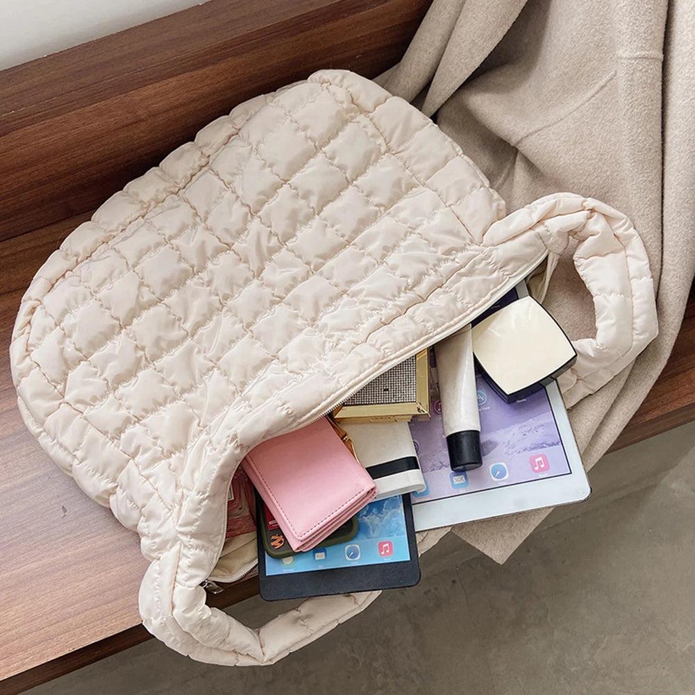 Casual Lattice Top-handle Bag Eiderdown Women Shoulder Handbag