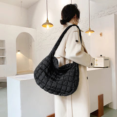 Casual Lattice Top-handle Bag Eiderdown Women Shoulder Handbag