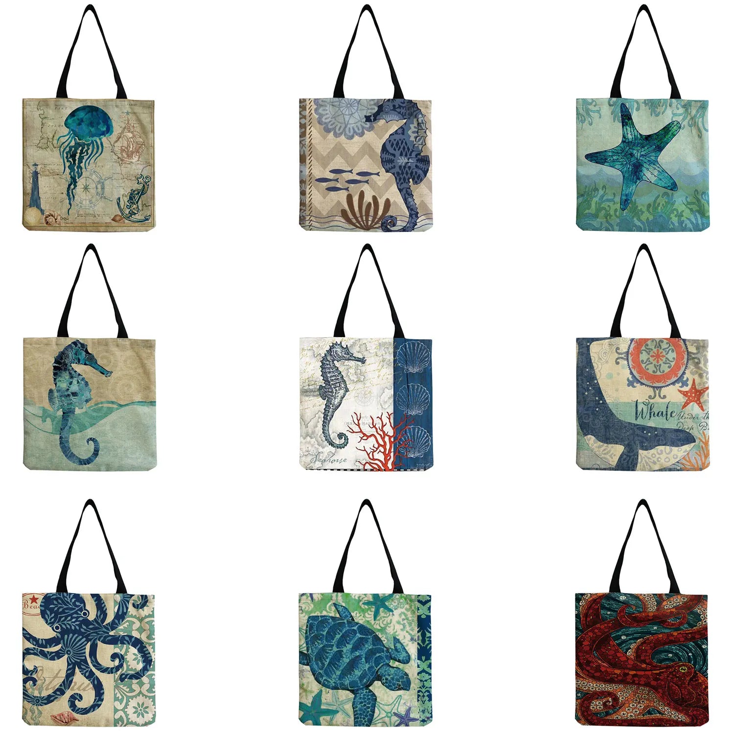 Leisure Totes Bag Women Handbag Turtle Horse Octopus Print Travel Shoulder
