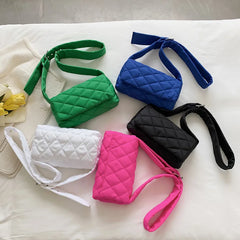 Casual Lingge Quilted Women Shoulder Bags Nylon Padded Crossbody Bag