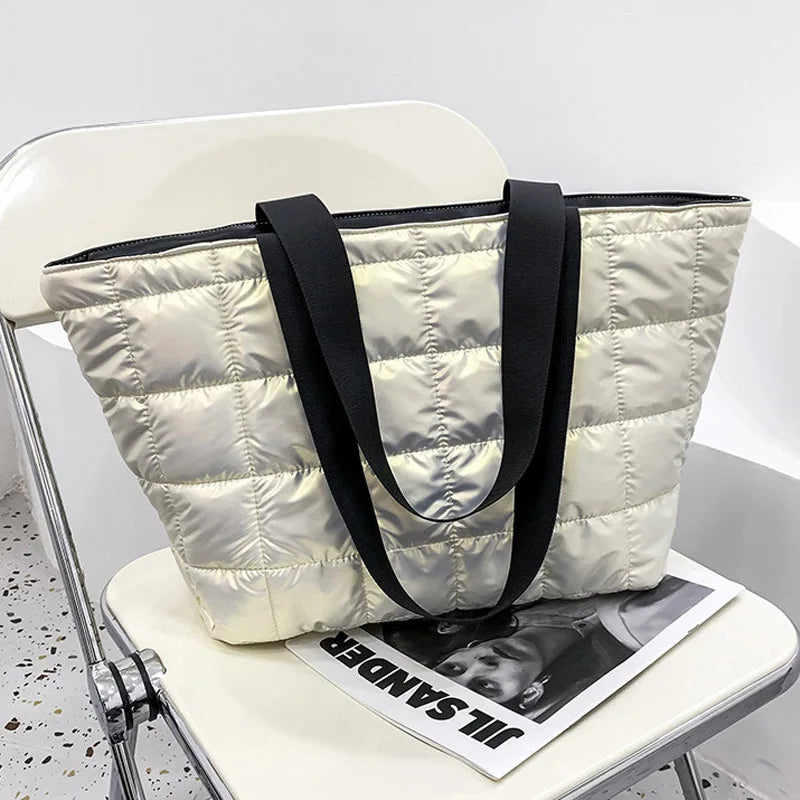 Nylon Space Padded Women Handbags Large Capacity Shoulder Totes
