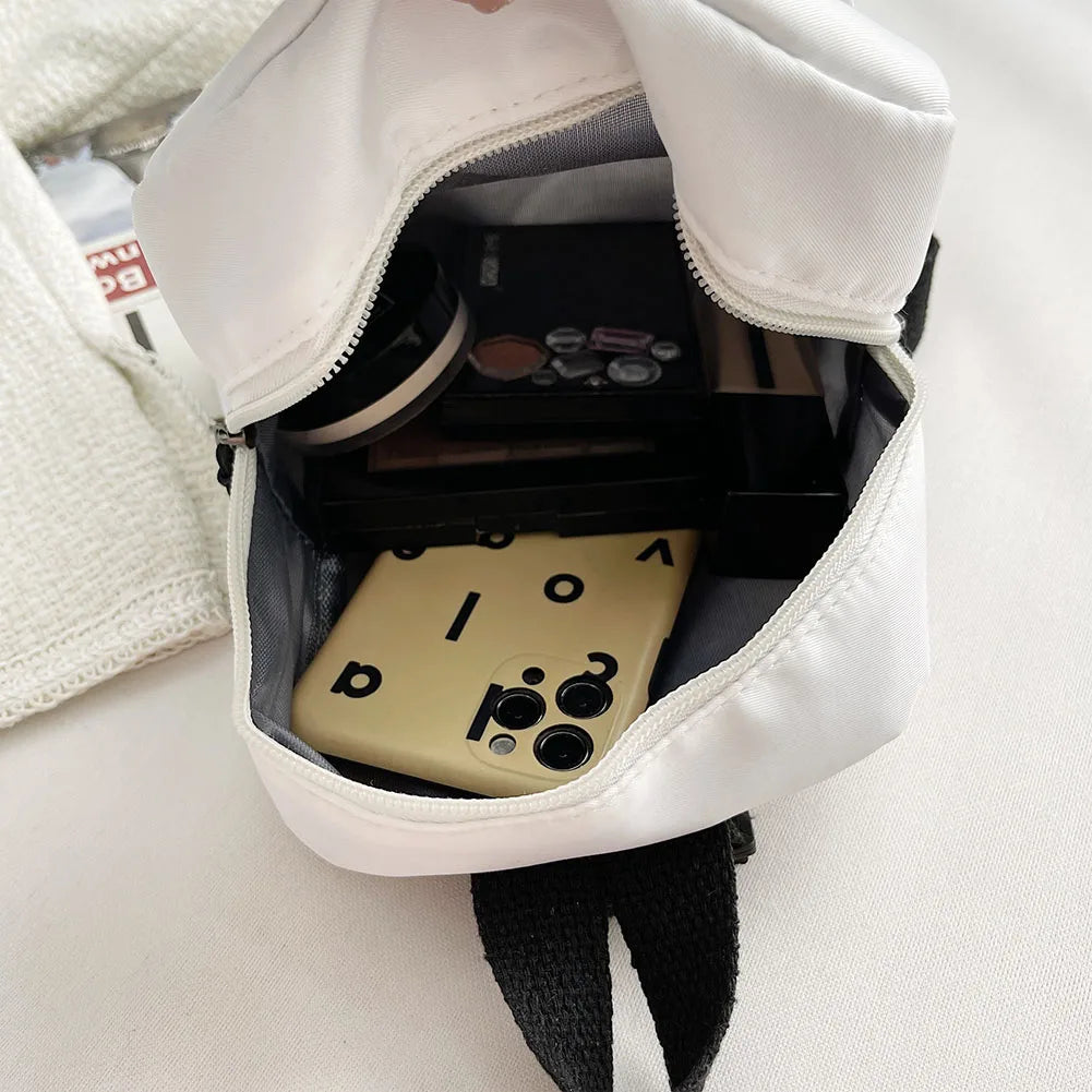 Casual Nylon Women Mini Backpack Solid Small School Bags for Students
