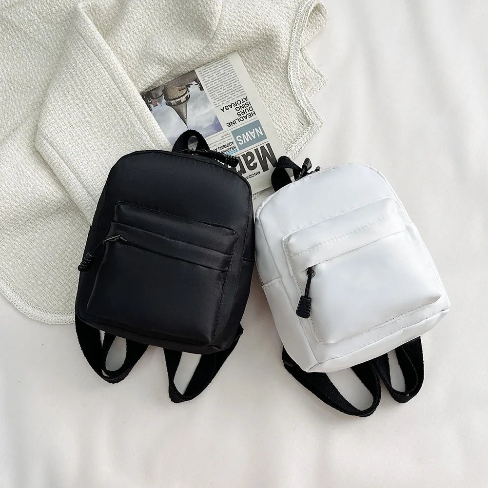 Casual Nylon Women Mini Backpack Solid Small School Bags for Students