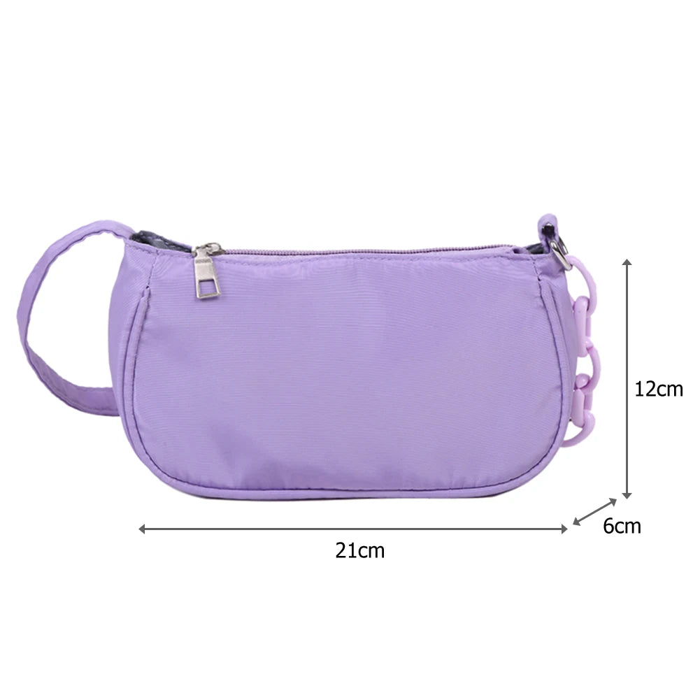 Casual Nylon Women Shoulder Bags Solid Small Handbags Female Totes