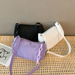 Casual Nylon Women Shoulder Bags Solid Small Handbags Female Totes