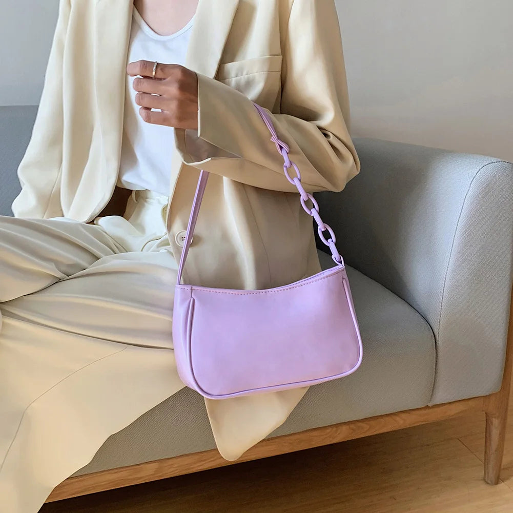PU Leather Sling Handbag Purse Chain Shoulder Crossbody Bag